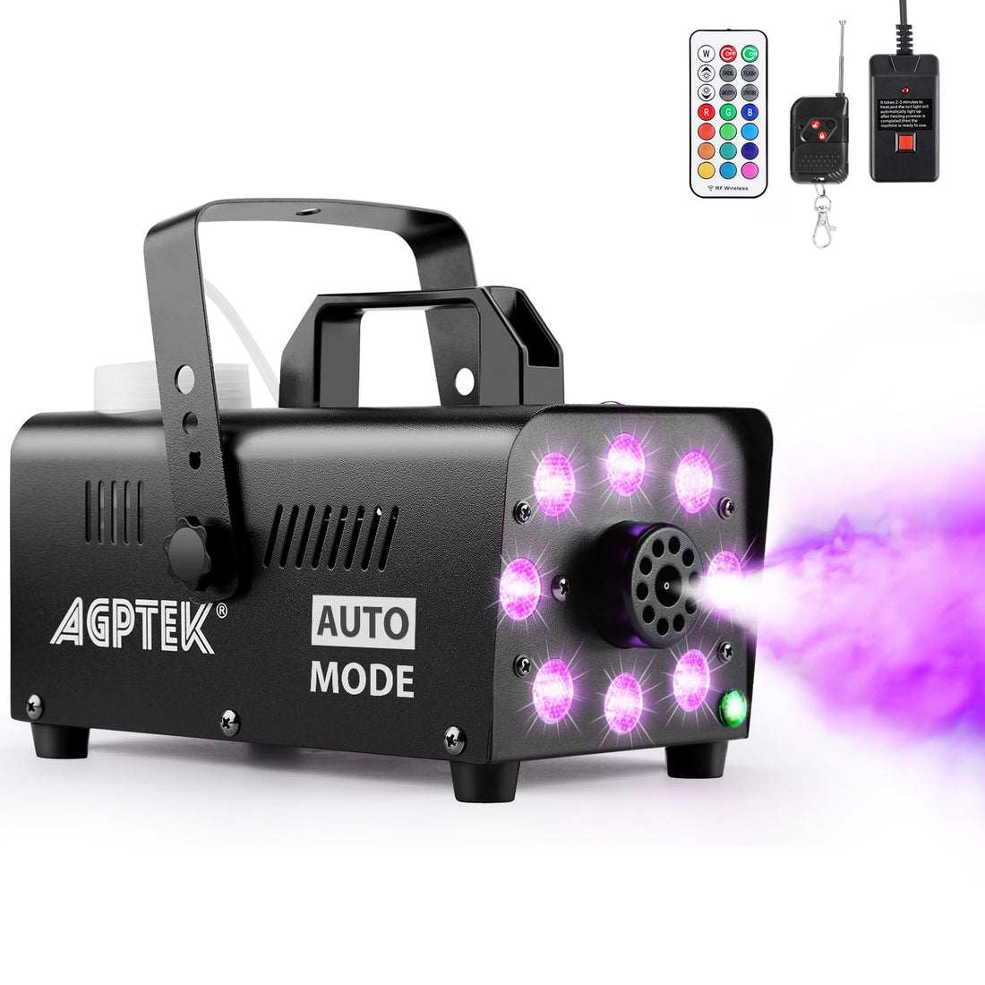 AGPTEK Smoke Machine, Fog Machine with 13 Colorful LED Lights Effect, 500W and 2000CFM Fog with 1 ...