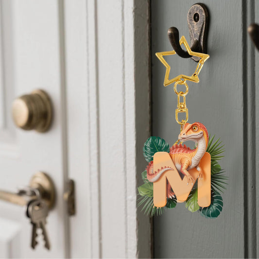 Sparkly Dinosaur Keychain With Letters