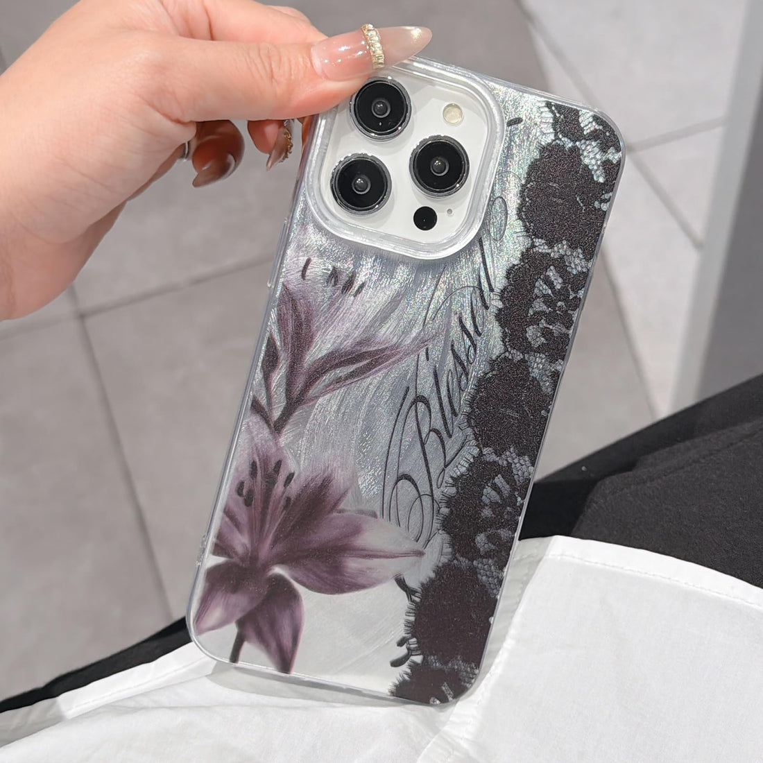 iPhone 14 Pro Max Lily Case: Floral Lace Design Women Love
