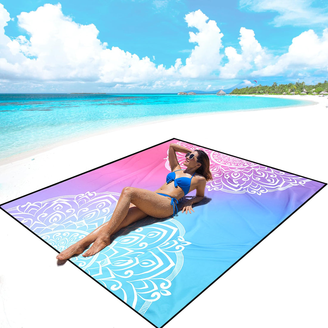 Waterproof Oversized Beach Mat for 1-8 Adults - Large Sandproof Beach Blanket