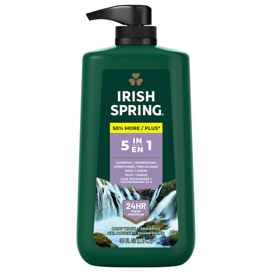 Irish Spring 5 in 1 Body Wash for Men, Men's Body Wash, Smell Fresh and Clean for 24 Hours, ...