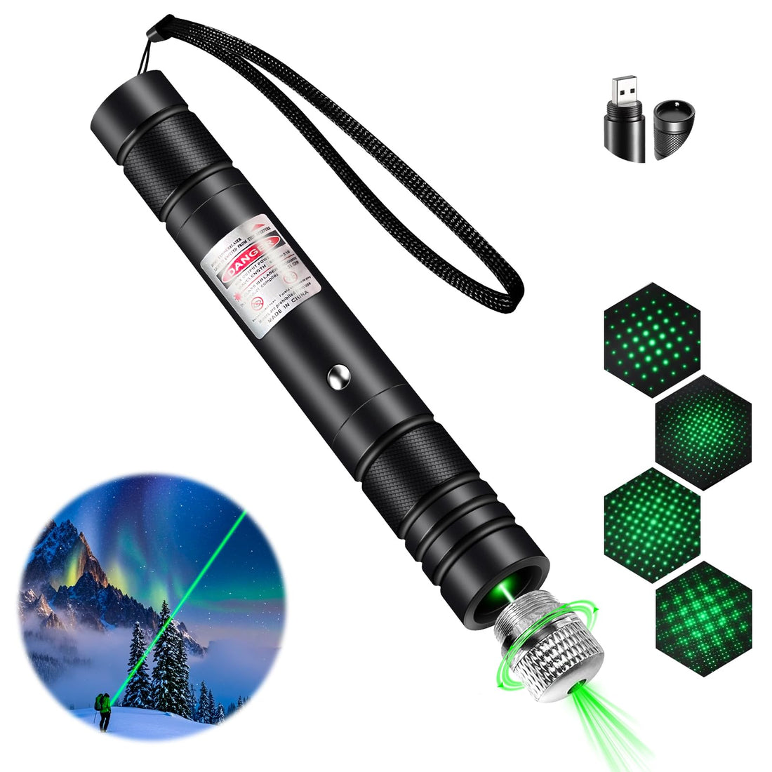 High Power Green Laser Pointer for Outdoor Activities and Charging Convenience