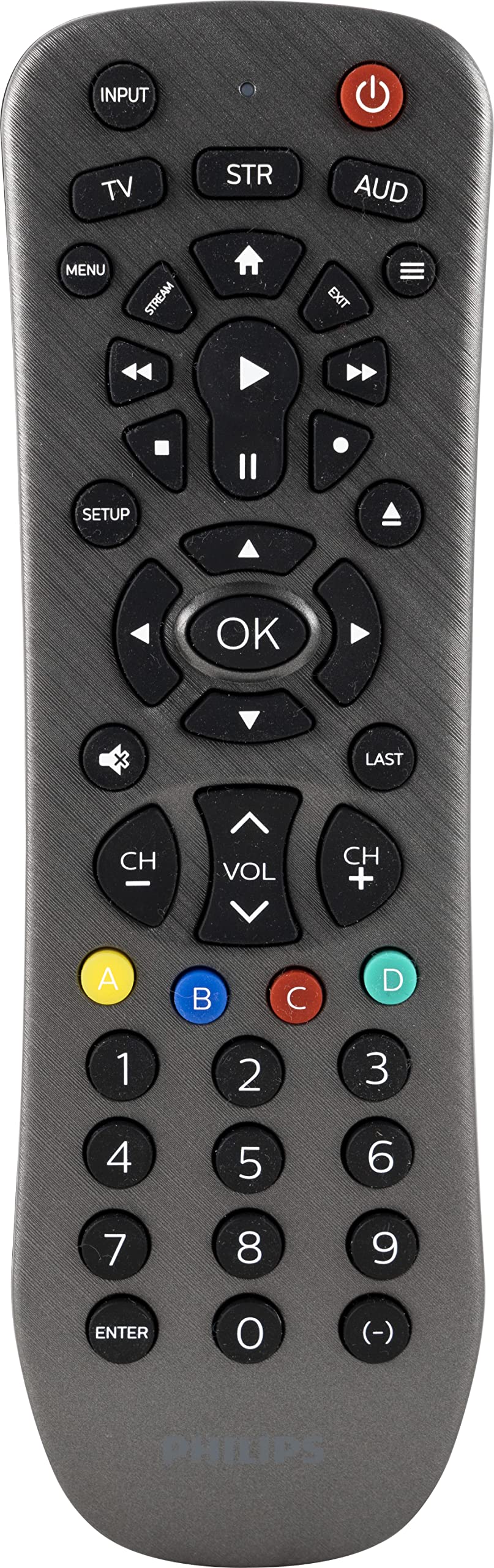 Universal Remote Control for Multiple Devices, Simple Setup, Graphite Color.
