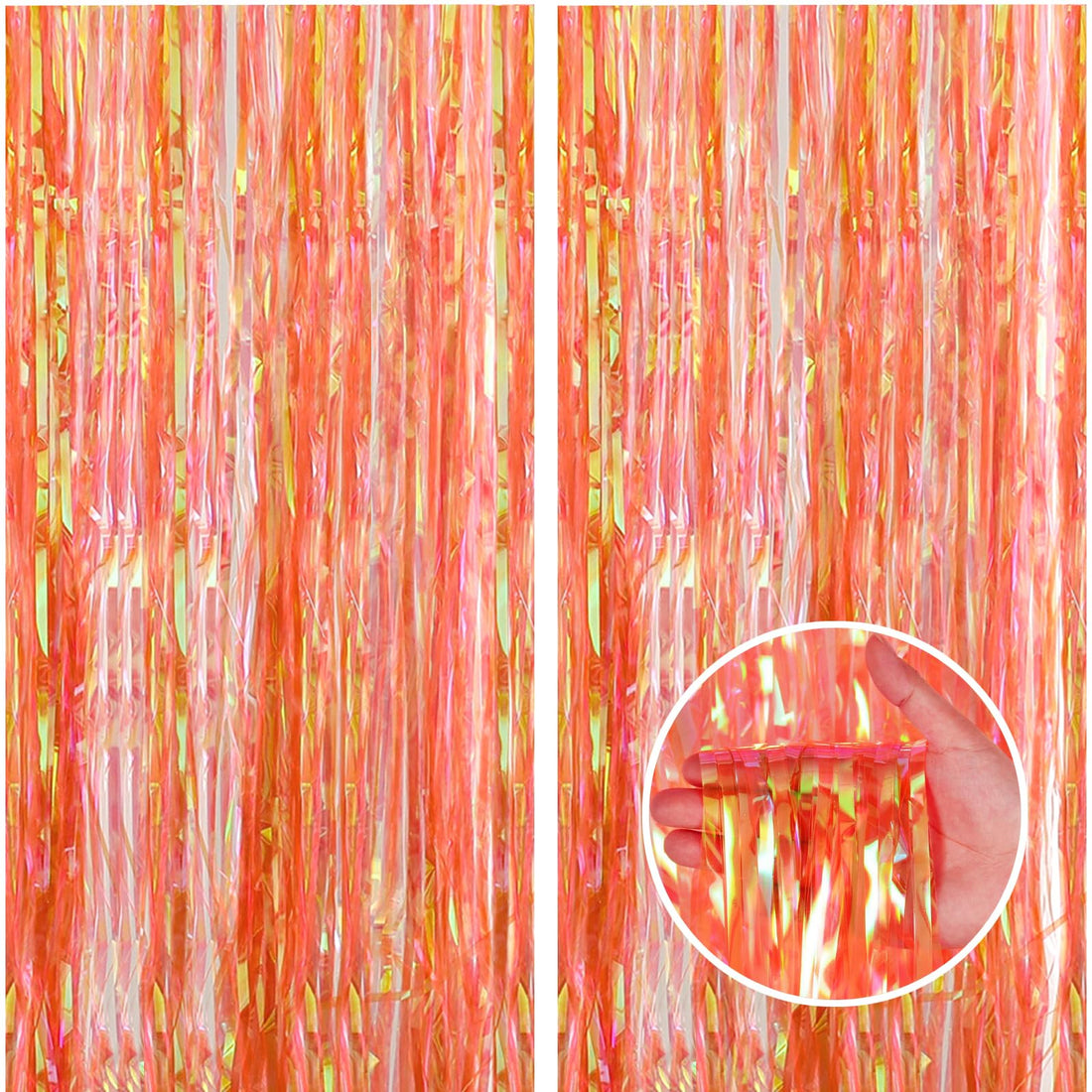 Iridescent Foil Fringe Backdrop Curtains for Party Decorations