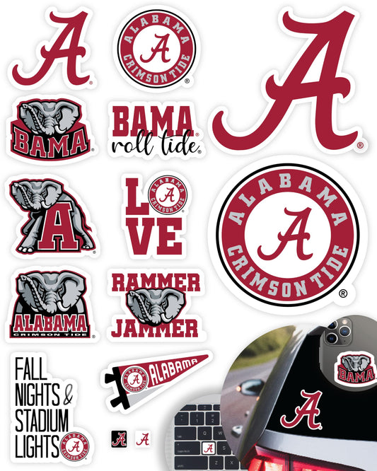 Alabama Crimson Tide Stickers and Decals (14 Pieces)