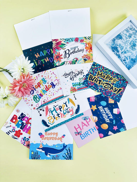 Premium Blank Birthday Cards Set with Envelopes