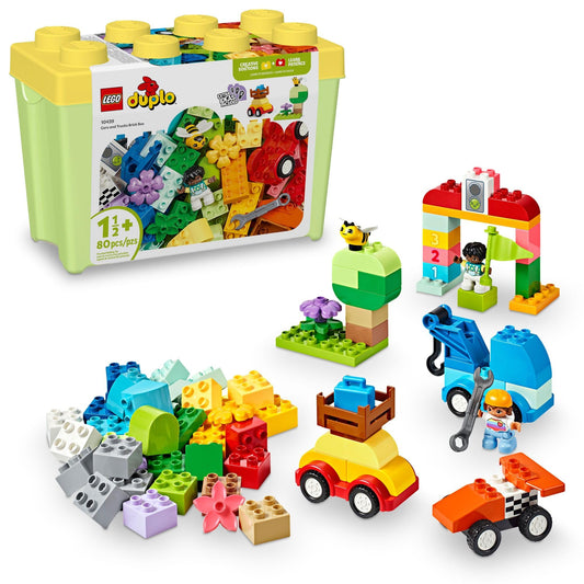 LEGO DUPLO Classic Cars and Trucks Brick Box Playset, Educational STEM Toy, Preschool Toy Building Set for Toddlers ...