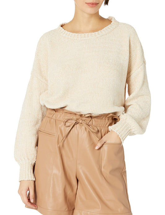 KENDALL + KYLIE Women's Balloon Sleeve Crew Neck Sweater - Amazon Exclusive.