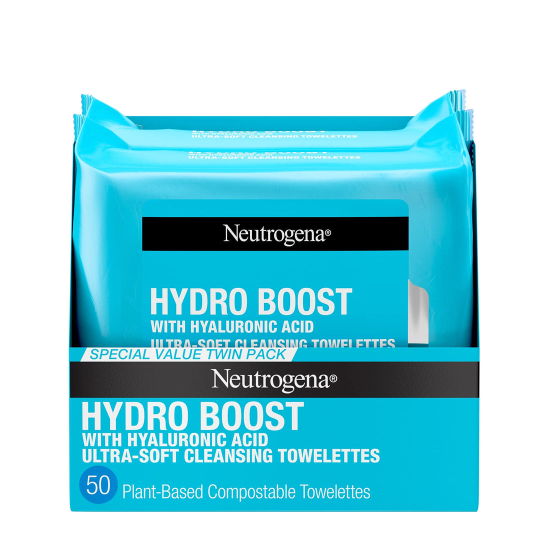 Neutrogena Hydro Boost Facial Cleansing Towelettes + Hyaluronic Acid, Hydrating Makeup Remover Fac...