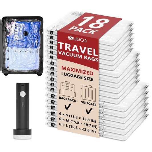 Travel Vacuum Bags for Clothing with Rechargeable Electric Pump, Compression Packing Cubes ...