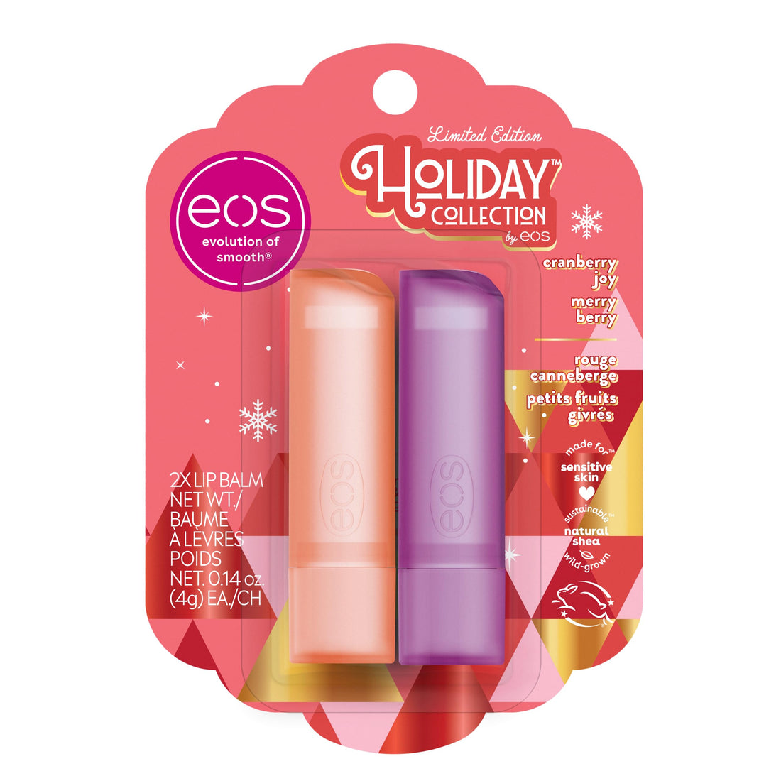 eos Holiday Lip Balm Gift- Cranberry Joy ⁘ Merry Berry, Stocking Stuffers, All-Day Moisture Lip ...