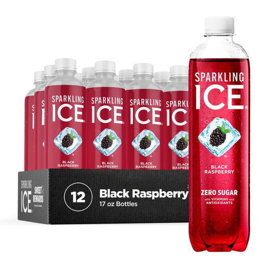 Sparkling Ice, Black Raspberry Sparkling Water, Zero Sugar Flavored Water, with Vitamins and ...