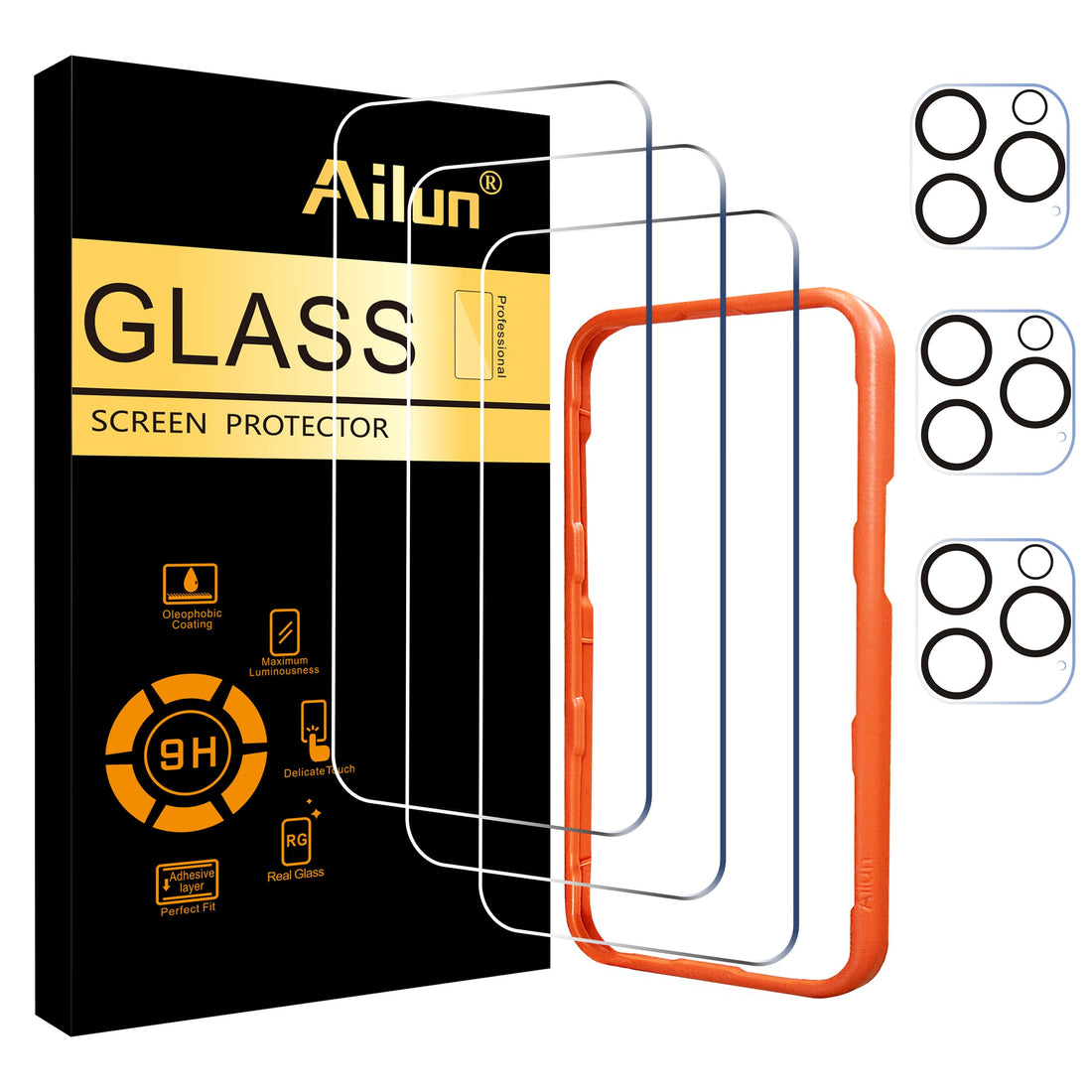 Ailun 3 Pack Screen Protector for iPhone 16 Pro Max [6.9 inch] + 3 Pack Camera Lens Protector with...