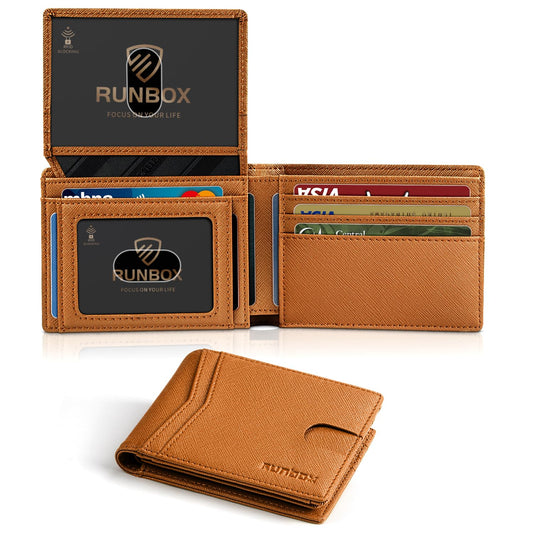 Slim RFID Blocking Leather Wallet with Gift Box for Men.