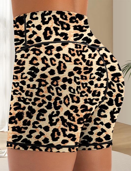Leopard Print Elastic Shorts for Women
