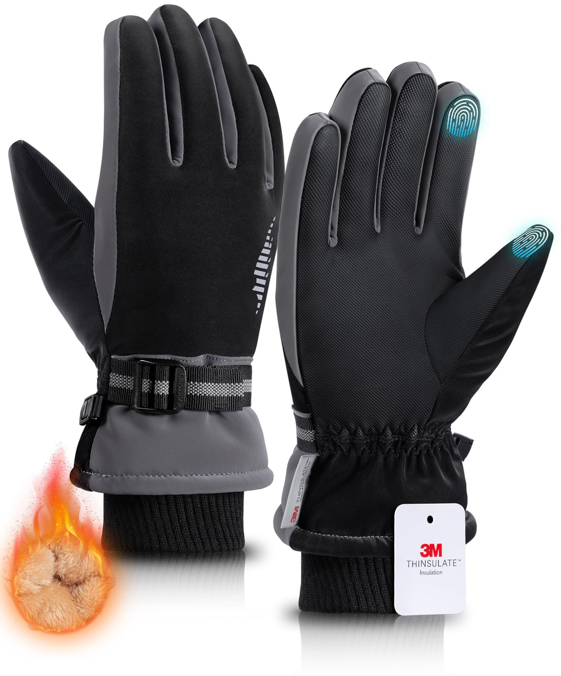 Waterproof Thermal Ski Gloves for Women and Men Cold Weather.