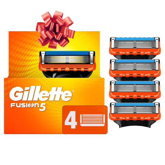 Gillette Fusion5 Mens Razor Blade Refills, 4 Count, Lubrastrip for a More Comfortable Shave.