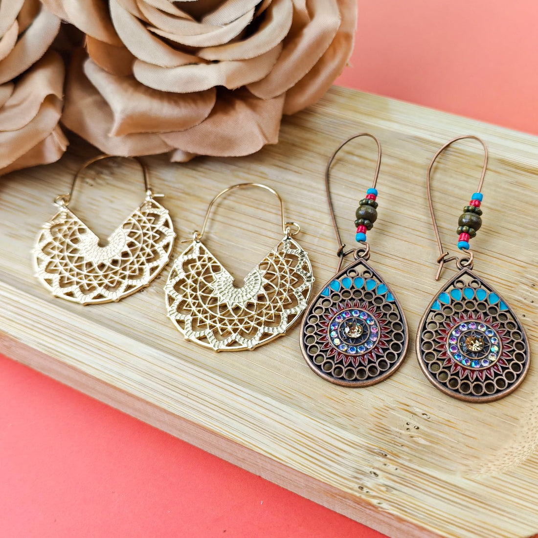 Retro Boho Chic Drop Dangle Earrings for Women's Beach Vacation.