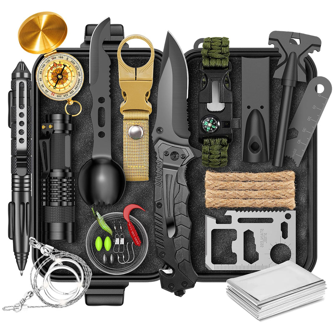 Gifts for Men Him Dad, Survival Kit and Equipment 25 Pcs, Christmas Stocking Stuffers,Camping ...