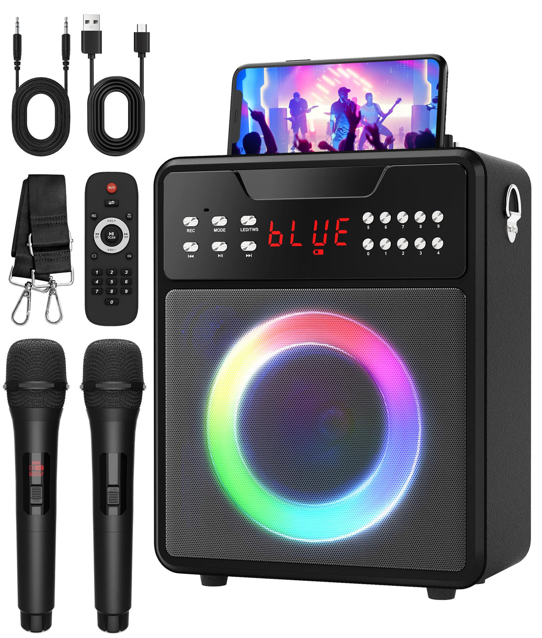 Unleash Your Inner Rockstar: Portable Karaoke Party System with Microphones