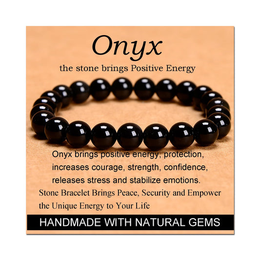 Natural Black Onyx Yoga Bracelet for Positive Energy Healing Purpose.