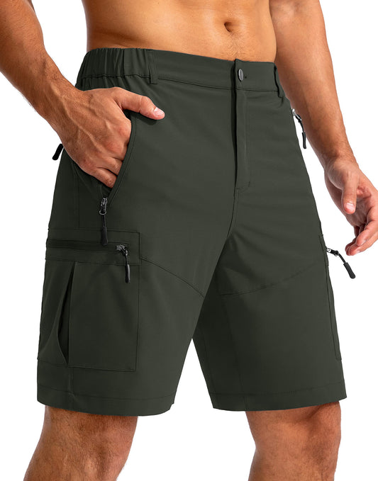 Pudolla Men's Hiking Cargo Shorts 9⁘ Lightweight Outdoor Work Shorts for Men Travel Golf Camping Casual with 5 Zipper ...