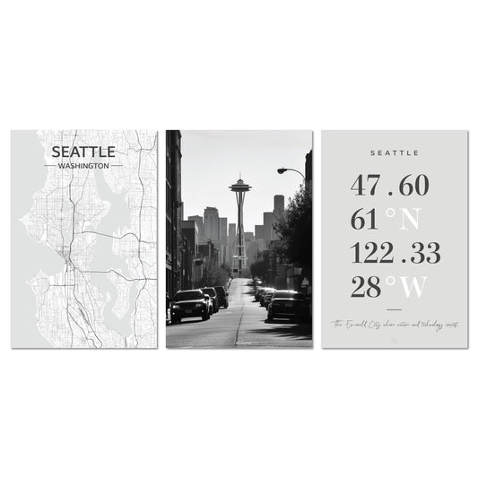 Seattle City Map Poster Set