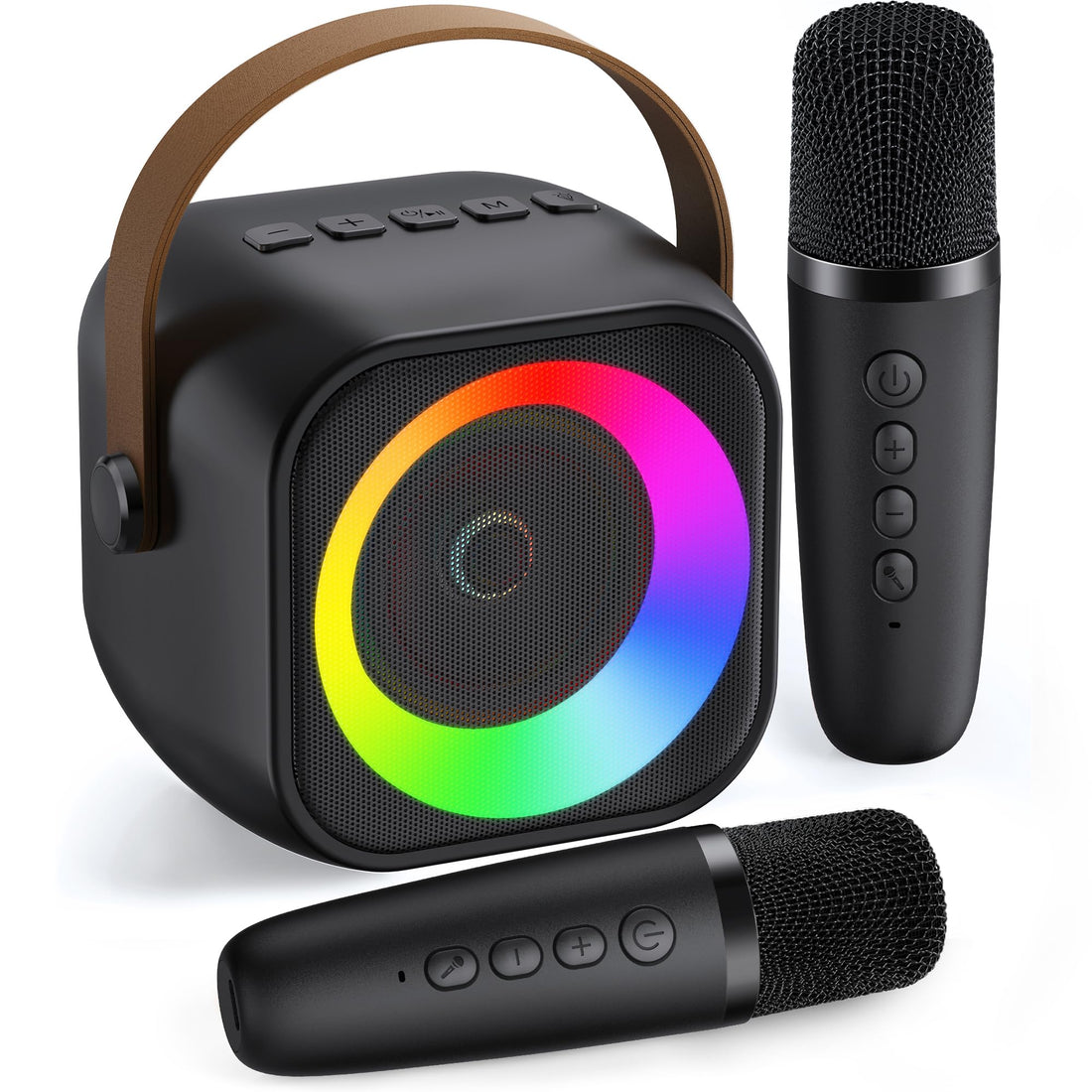 Portable Karaoke Machine with Microphones and Party Lights for Fun