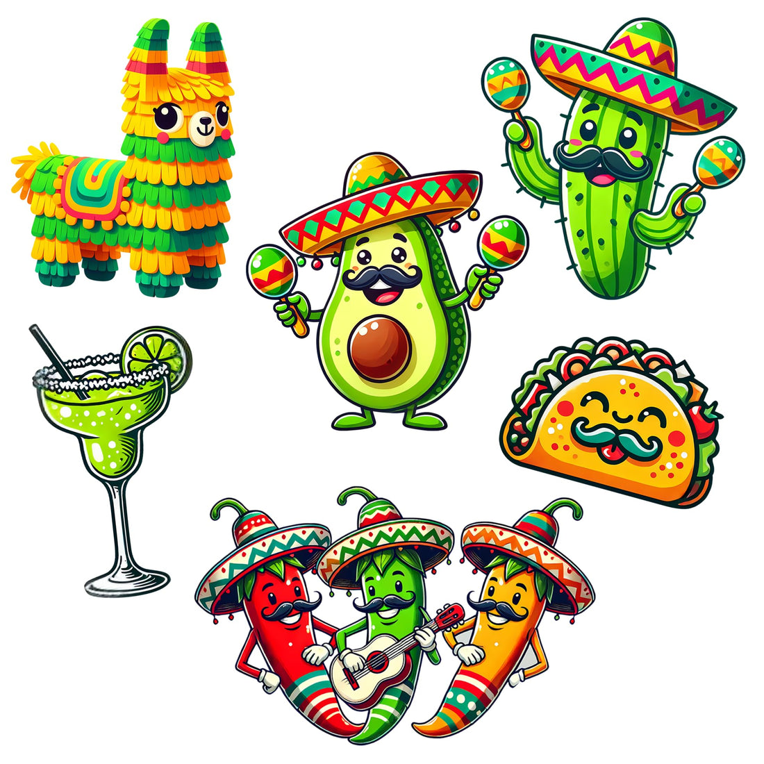 Mexican Fiesta Wooden Ornaments for Cinco De Mayo Decorations