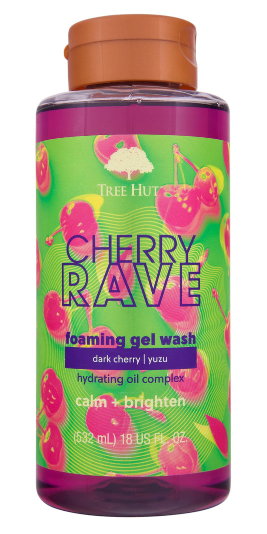 Tree Hut Cherry Rave Hydrating ⁘ Brightening Foaming Gel Wash, 18 oz..