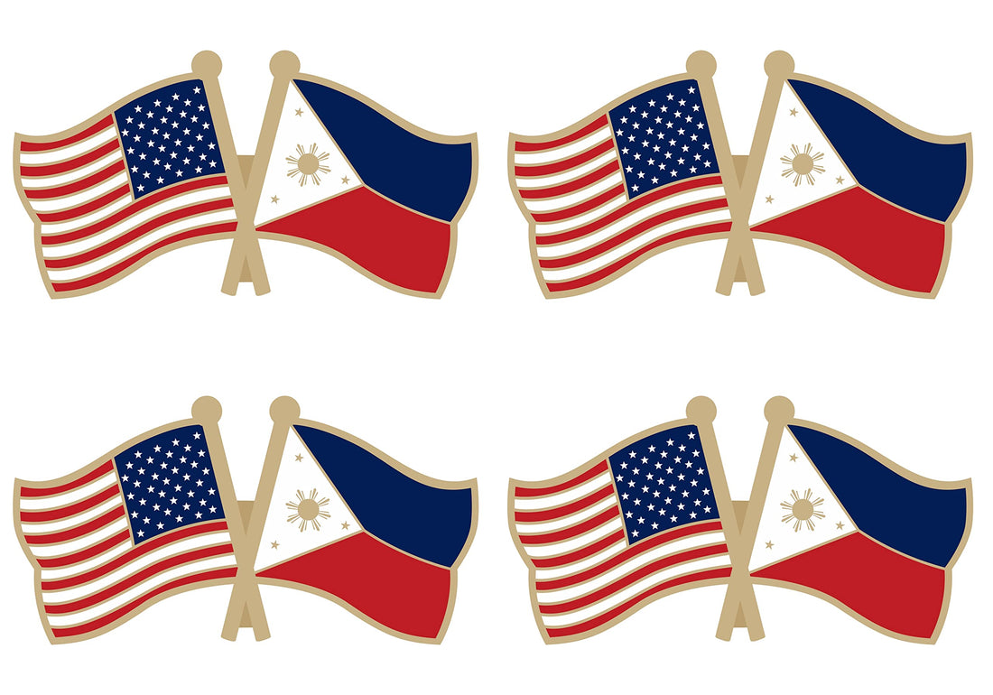 Philippine Flag Lapel Pins - Pack of 4 Filipino Friendship Badges