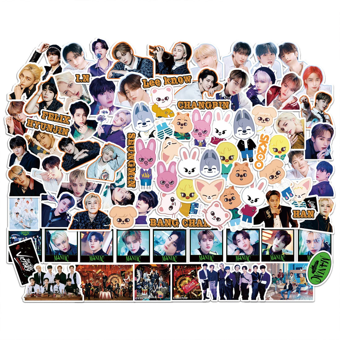 K-pop themed sticker pack for laptops, luggage, and water bottles.