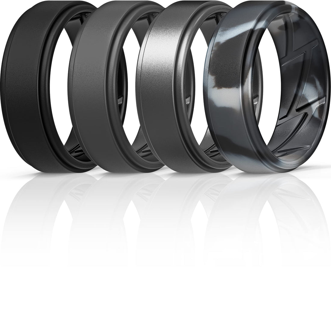 ThunderFit Silicone Wedding Rings for Men Breathable Airflow Inner Grooves, Step Edge Sleek Design Rubber Engagement ...