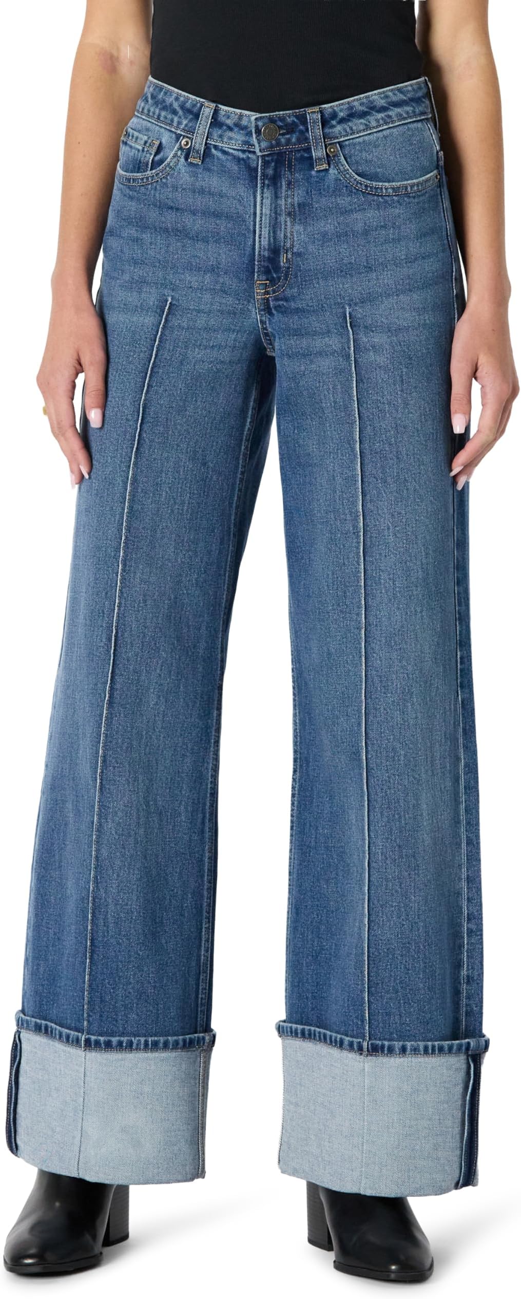 Amazon Essentials Women's High-Rise Wide Leg Cuffed Jean