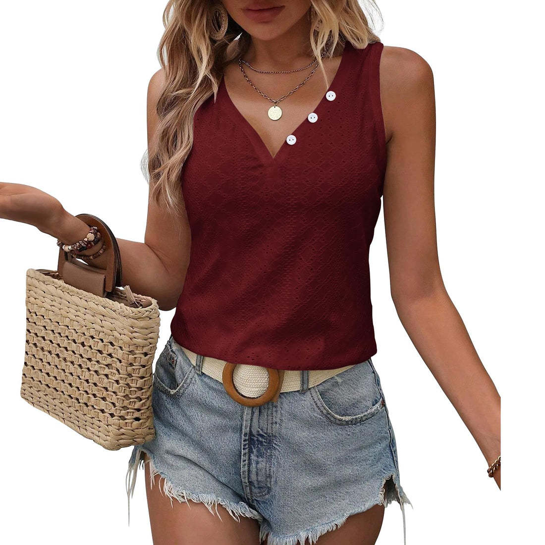 Elegant Wine Red Embroidered Blouses for Women