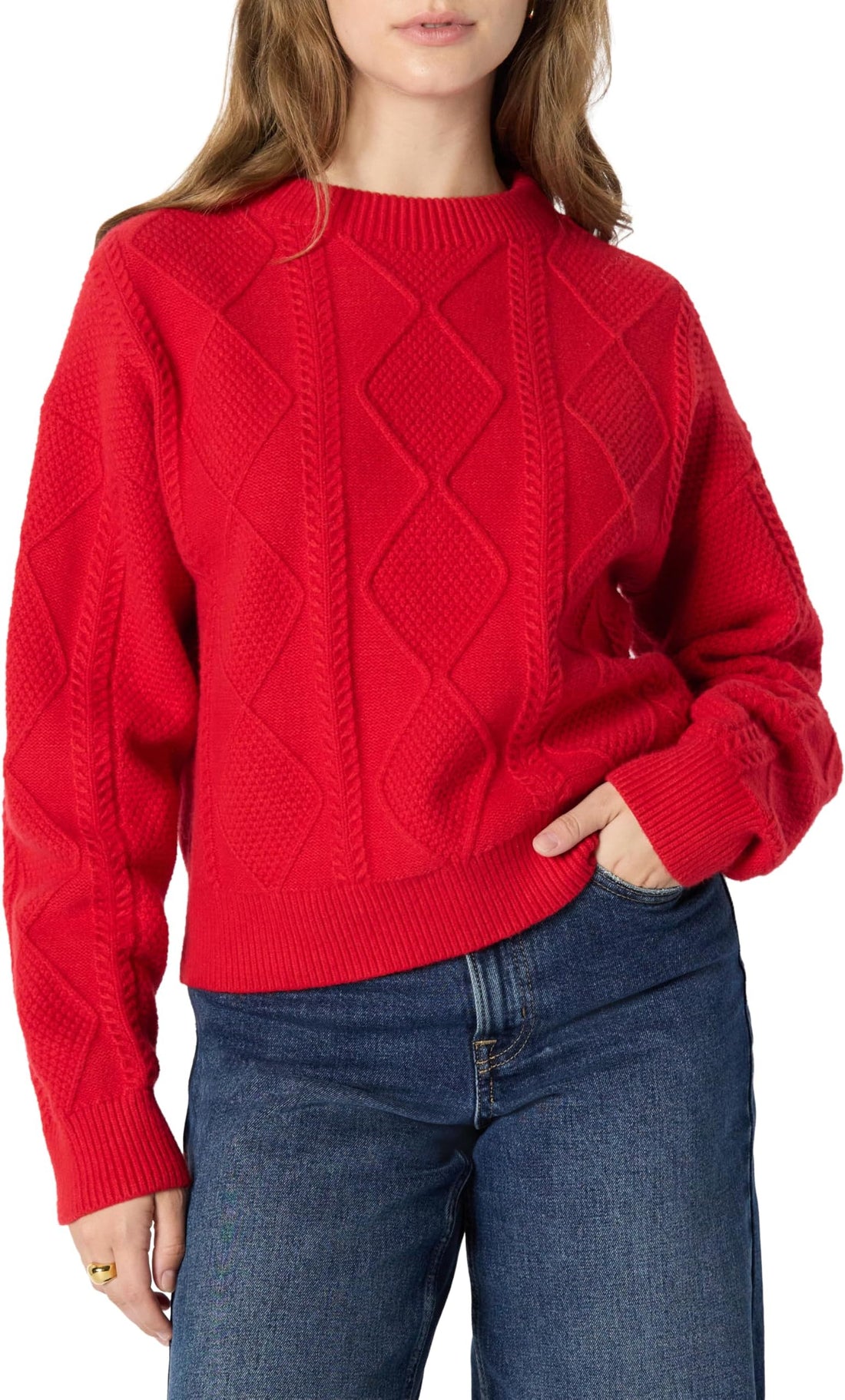Amazon Essentials Women's Relaxed-Fit Cable Crewneck Sweater