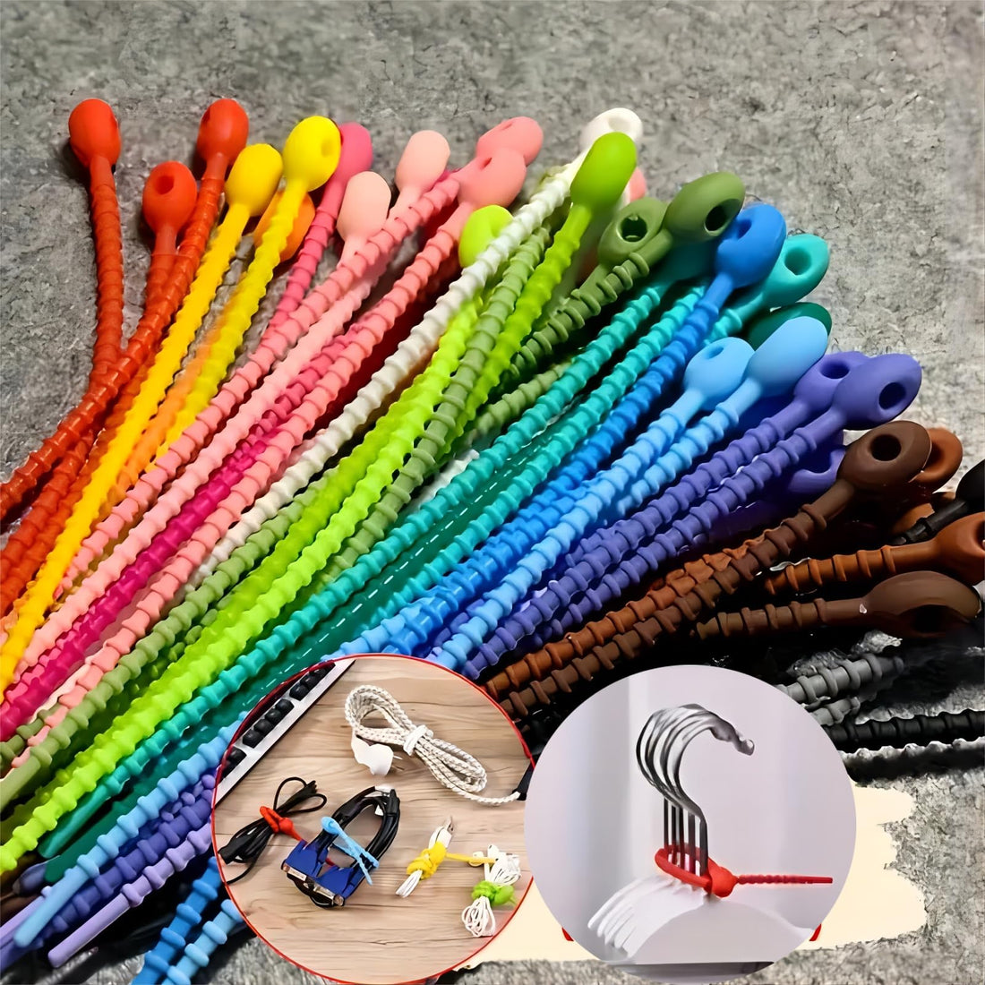Colorful Silicone Cable Organizer Straps
