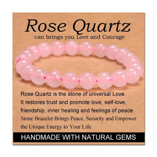 Rose Quartz Bead Yoga Bracelet for Love, Courage, and Healing Power.