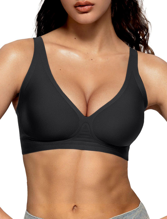 Vertvie Jelly Wireless Bras for Women - Push Up Plunge Seamless T-Shirt Bras