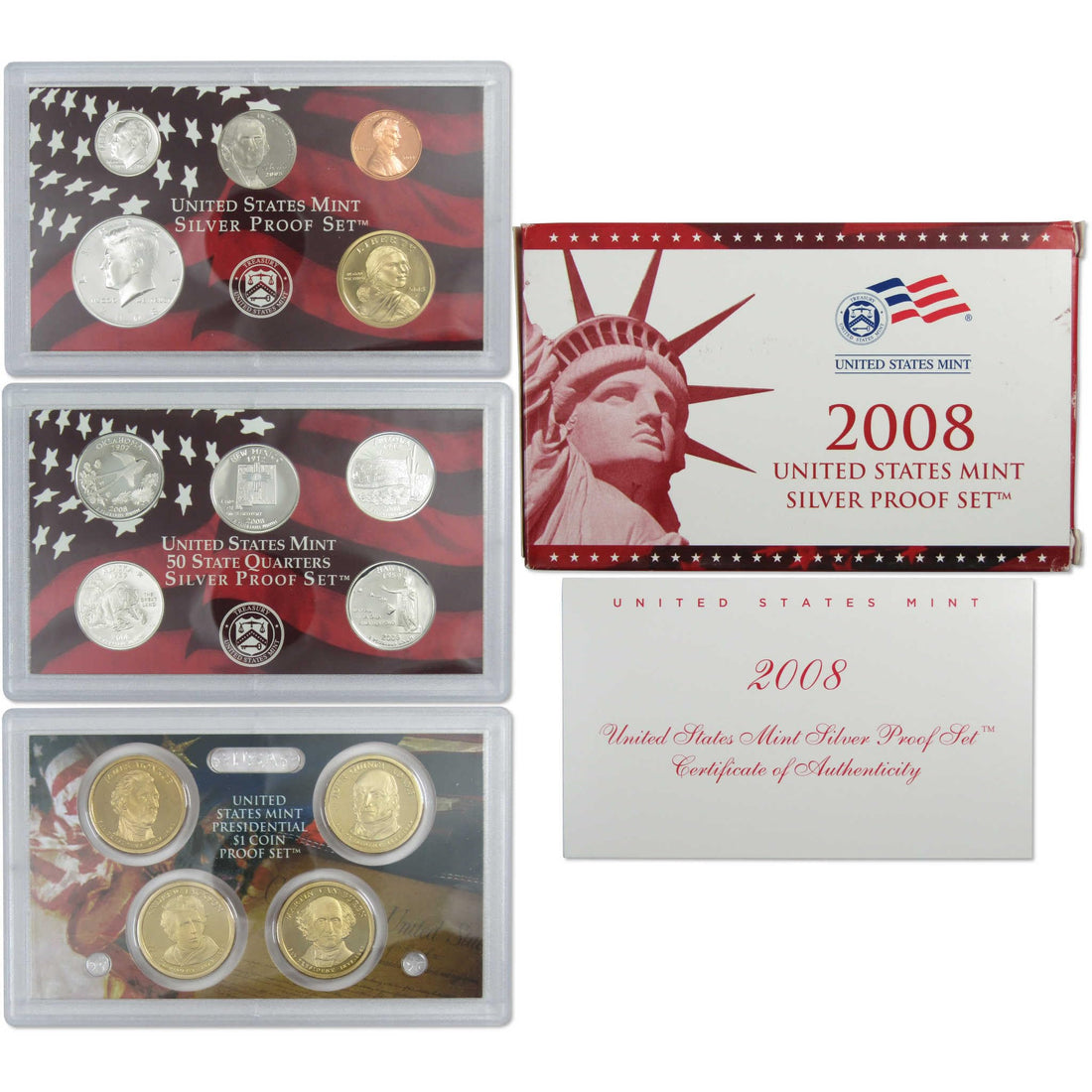 2008 Silver Proof Set U.S. Mint Original Government Packaging OGP COA.