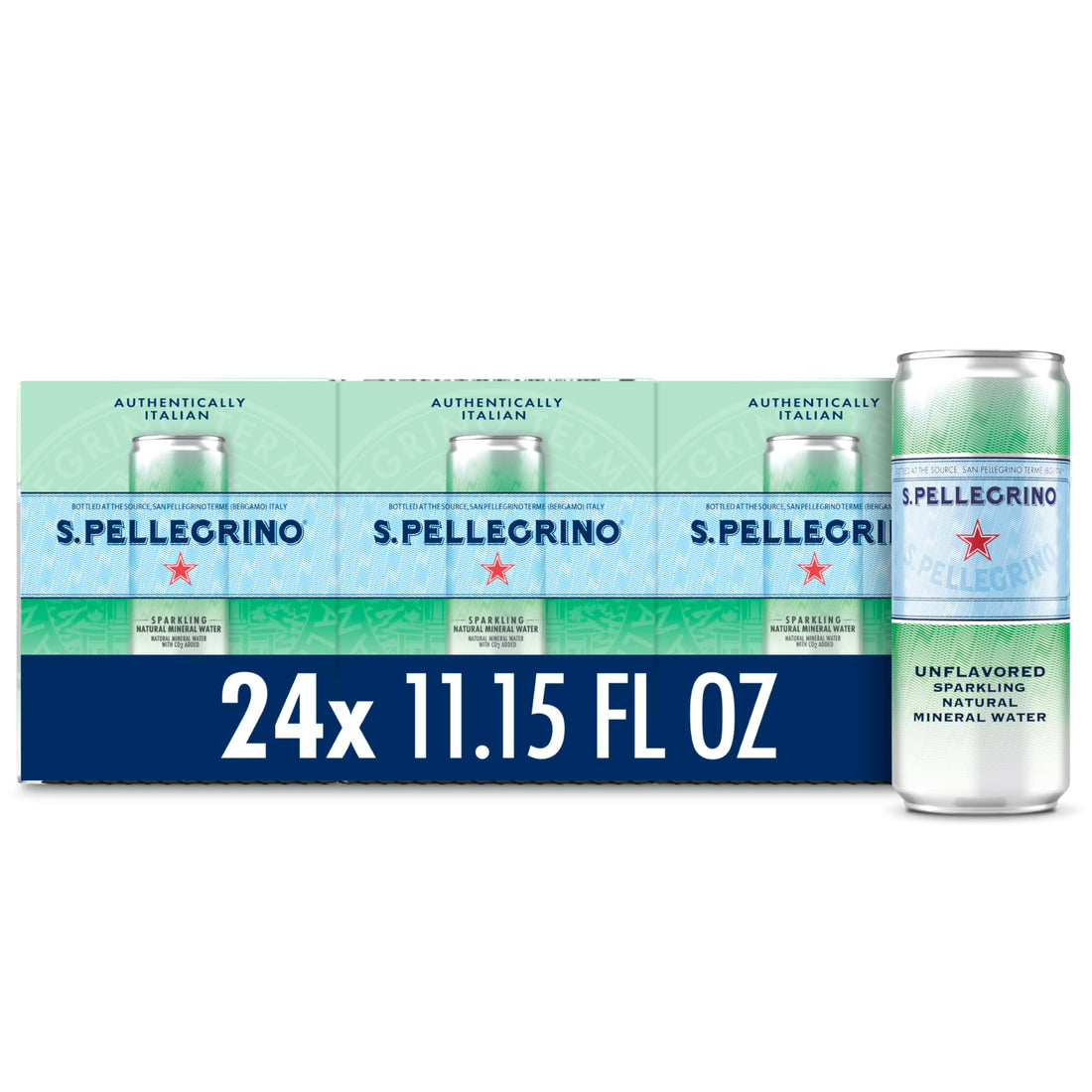 S.Pellegrino Sparkling Natural Mineral Water, Unflavored, 11.15 Fl. Oz (Pack of 24).