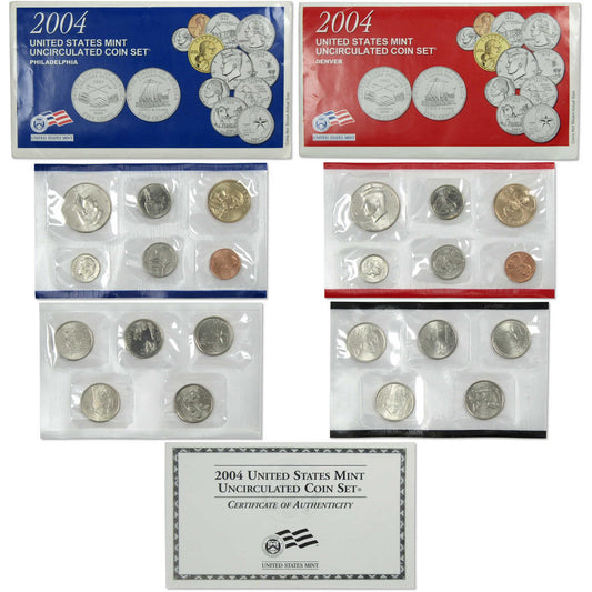 2004 Uncirculated Coin Set U.S Mint Government Packaging OGP COA.