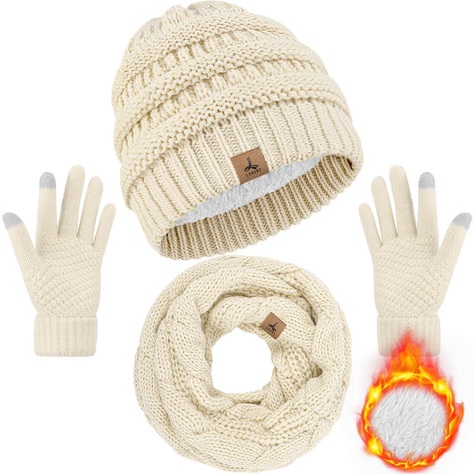 Cozy Winter Accessories Warm Fleece Knit Set for Adults Thermo.