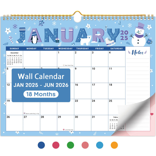 Tri-Copy 2025 Wall Calendar: Essentials from January 2025 to June 2026 Events.