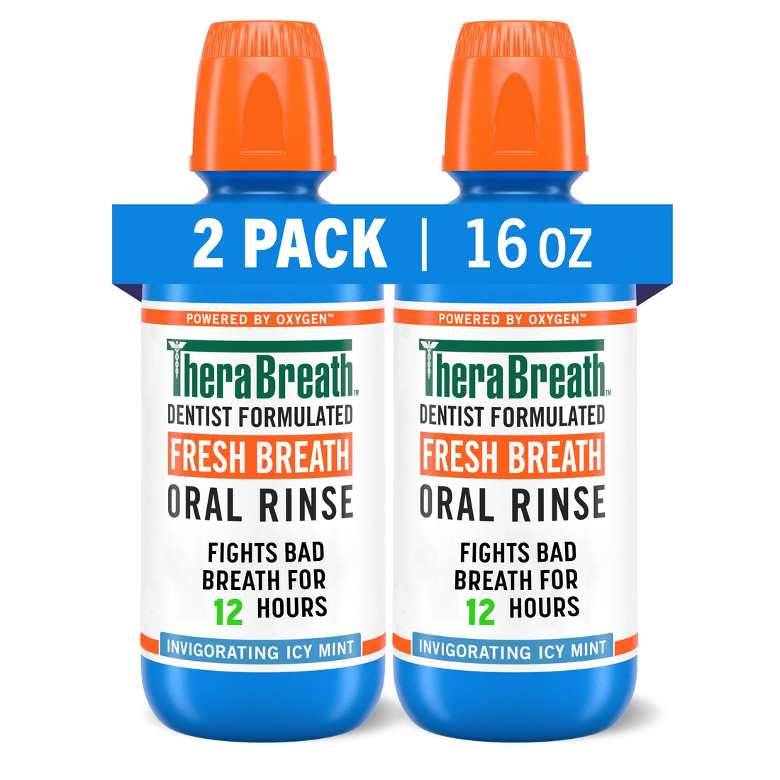 Alcohol-Free Icy Mint Breath Freshener Mouthwash 16 Oz Pack of 2.