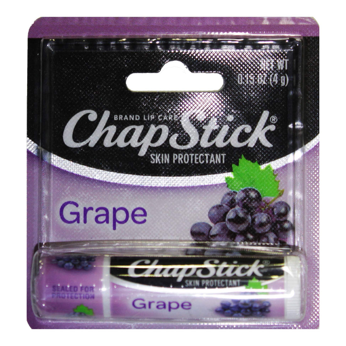 Chapstick (1) Stick Grape Flavored Lip Balm - Paraben Free Lip Care - Carded 0.15 oz.