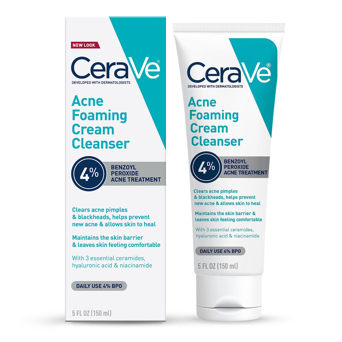 CeraVe Acne Foaming Cream Cleanser | Acne Treatment Face Wash with 4%