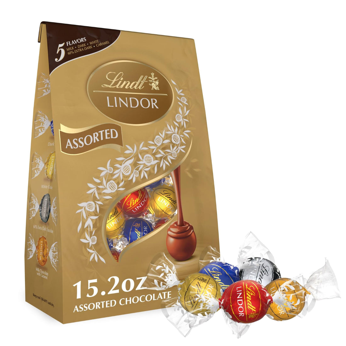 Rich, Smooth, and Creamy Lindt Chocolate Truffles in Assorted Flavors.