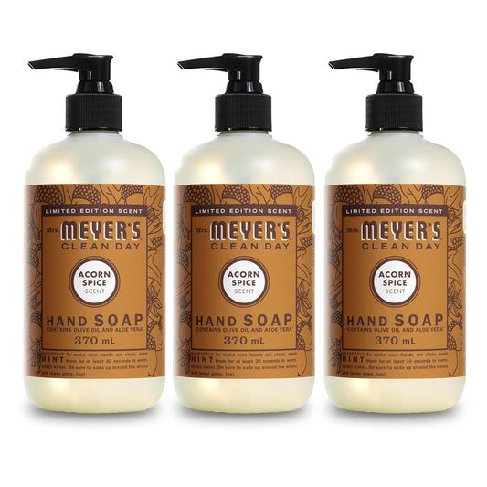 MRS. MEYER'S CLEAN DAY Hand Soap, Acorn Spice, Made with Essential Oils, 12.5 oz - Pack of 3.