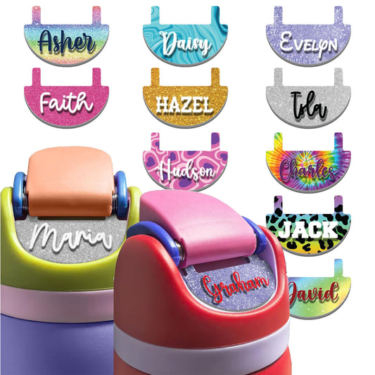 Customizable Lid Topper Name Plate for 24 → 32 → 40 Oz Pitcher Bottles.